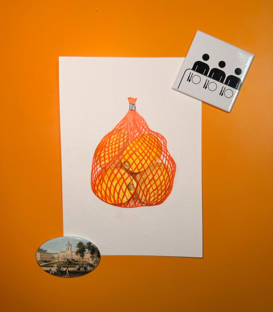 Lemon Net, Watercolor and Pencil on Paper