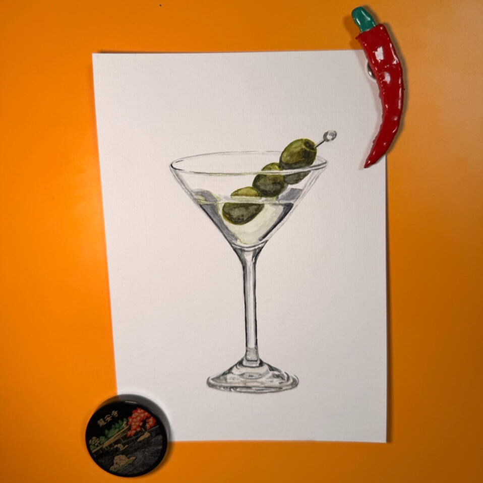 Martini, Watercolor on Paper