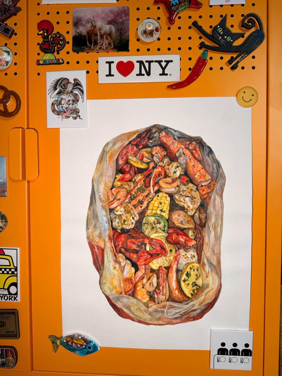 Seafood Boil, Watercolor on Paper