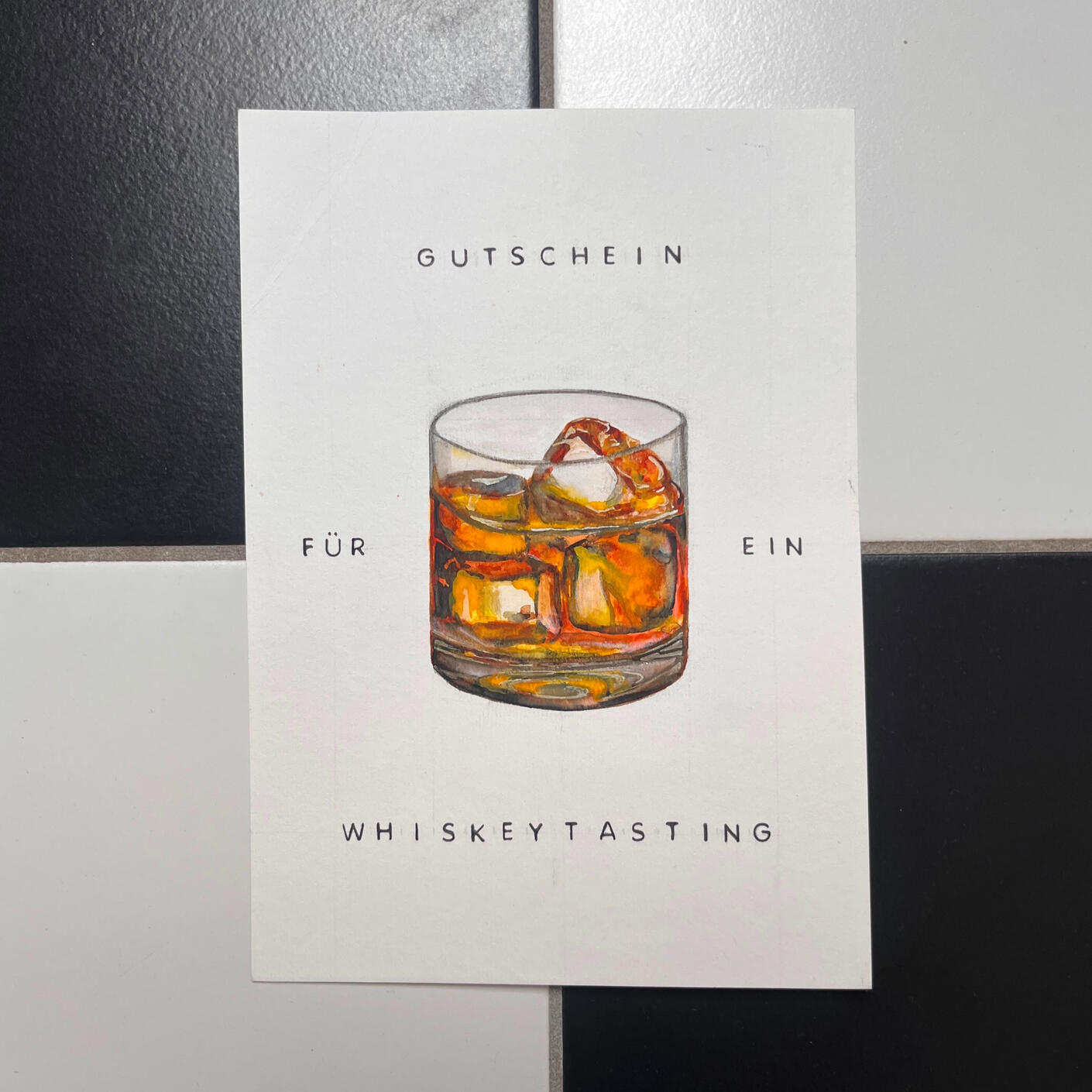 Whiskey, Watercolor and Ink on Paper